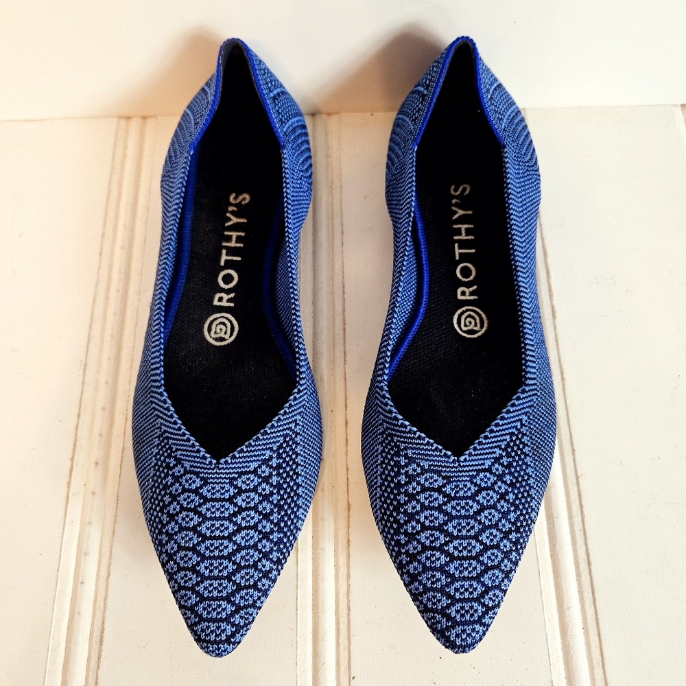 Rothys The Point Lapis Python Blue Flats Womens 8… - image 8